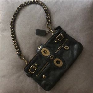 Coach black leather shoulder bag